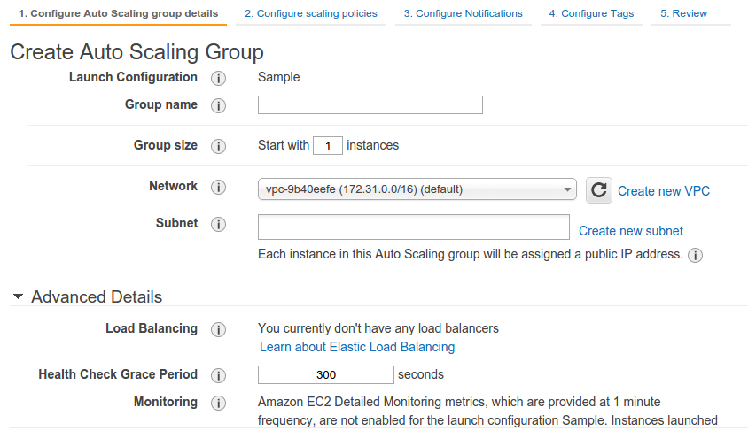 Create Auto Scaling Group AWS