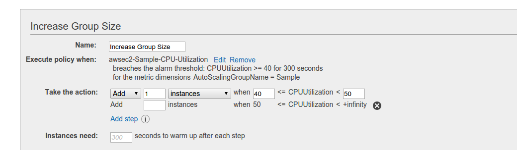 AWS Step Auto Scaling Policy