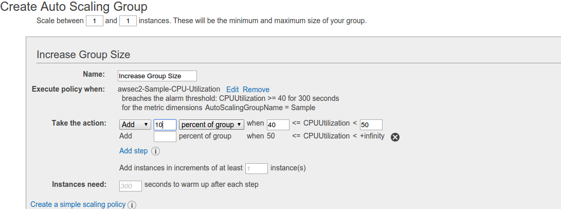 AWS Step Auto Scaling Policy