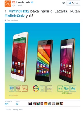 Lazada’s #InfinixQuiz promotion program