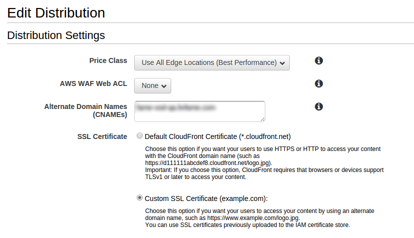 AWS CloudFront Management Console