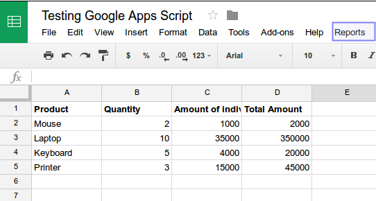 Total Amout Sheet