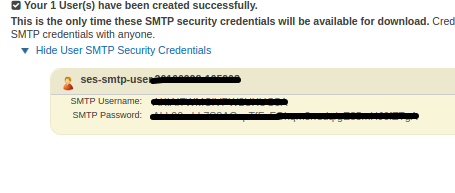 SES smtp creds