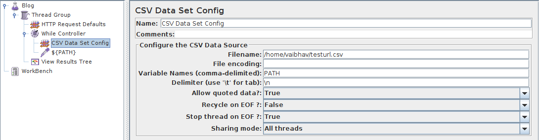 csv data set config
