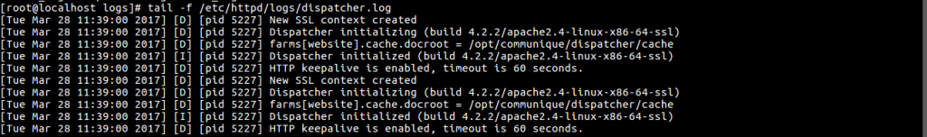 Check correct installation  of dispatcher in logs