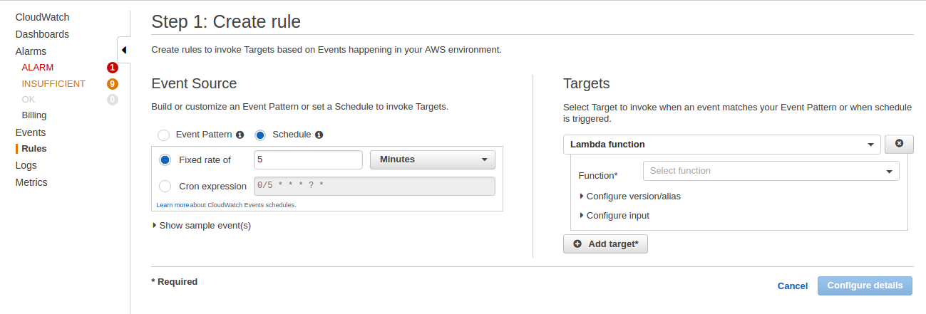 CloudWatch Rules