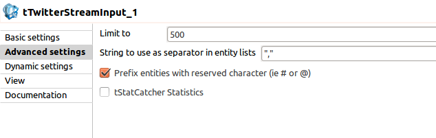 tTwitterStreamInput  twitter talend components