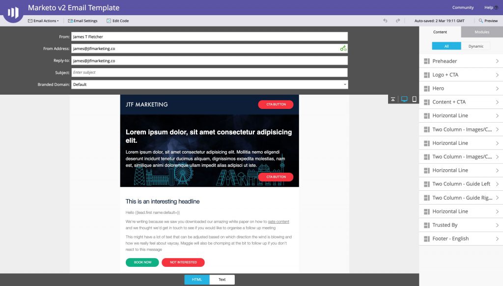 Marketo Email Template