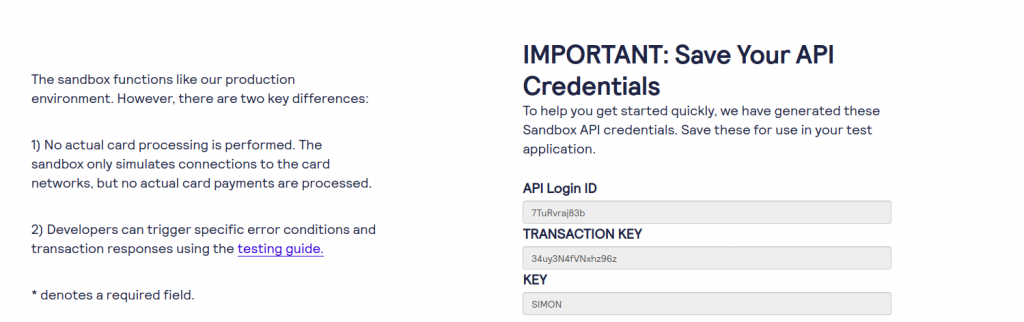 Authorize API credentials