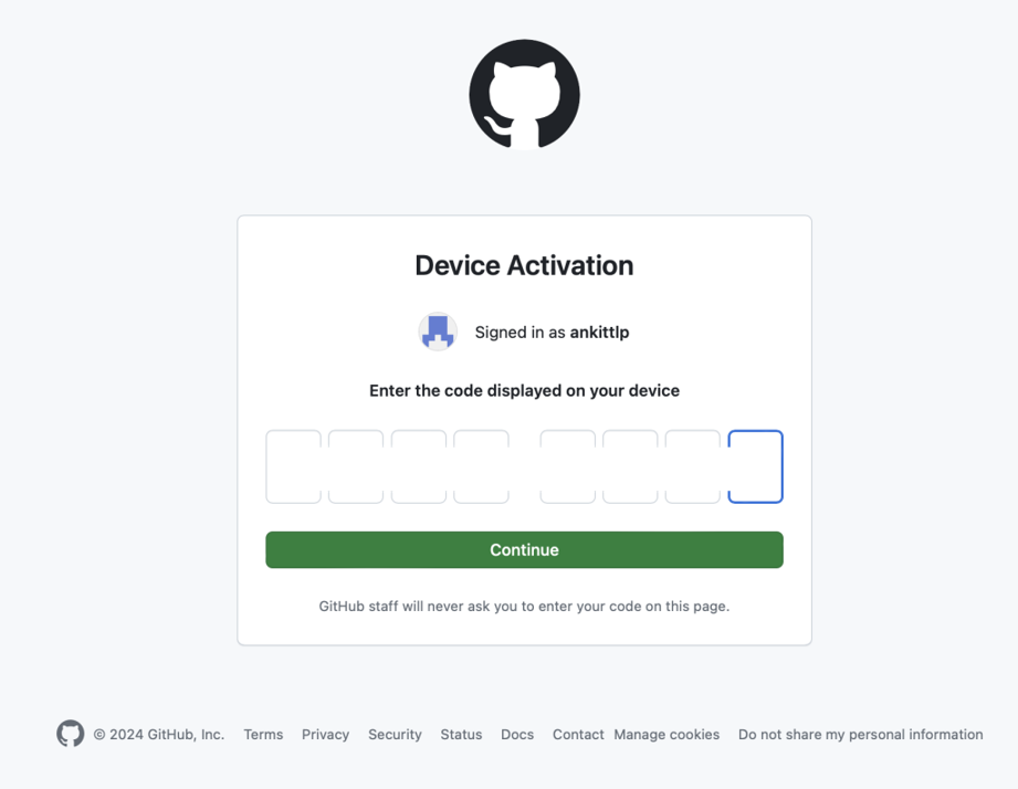 GitHub verification page