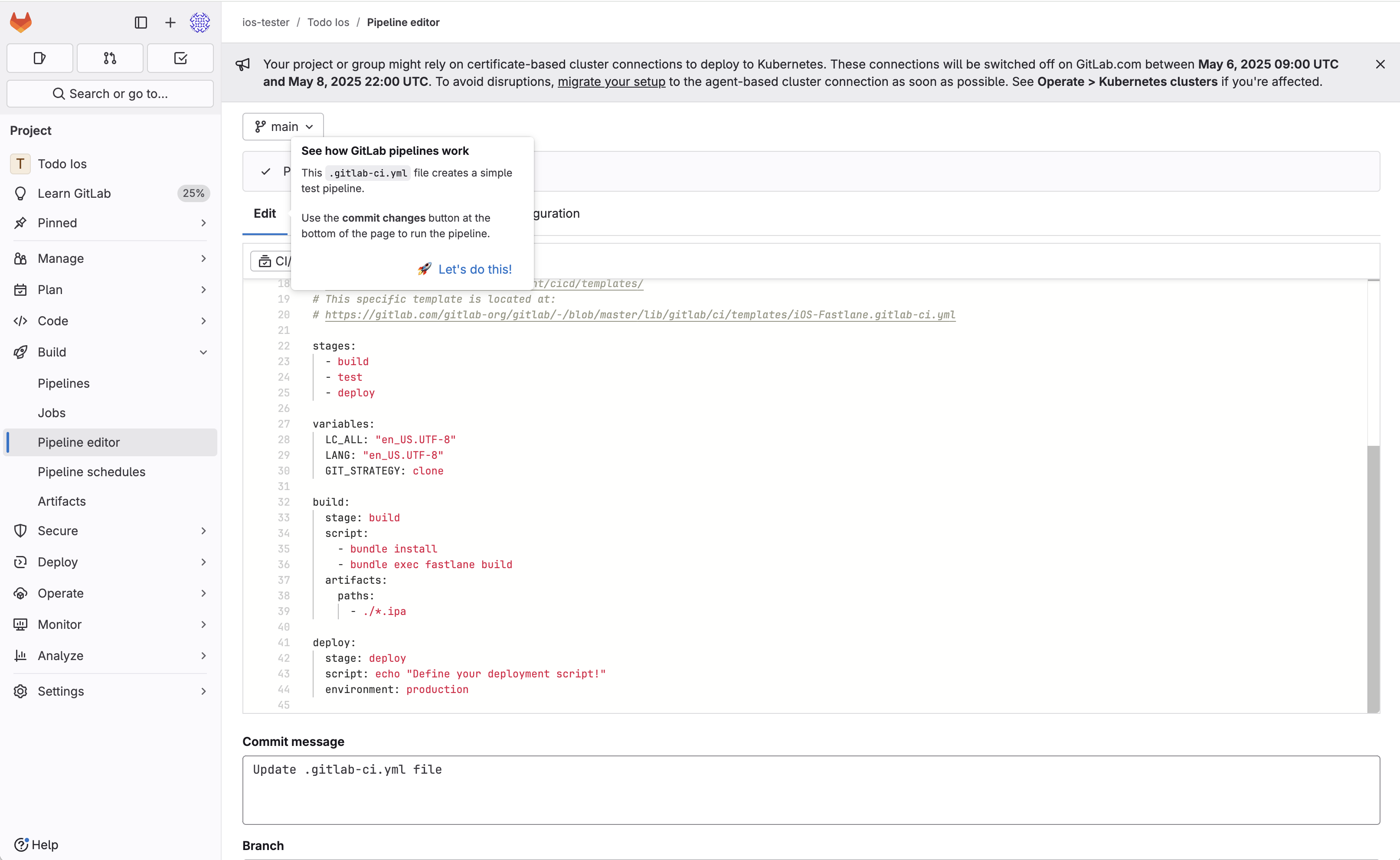 Pipeline editor