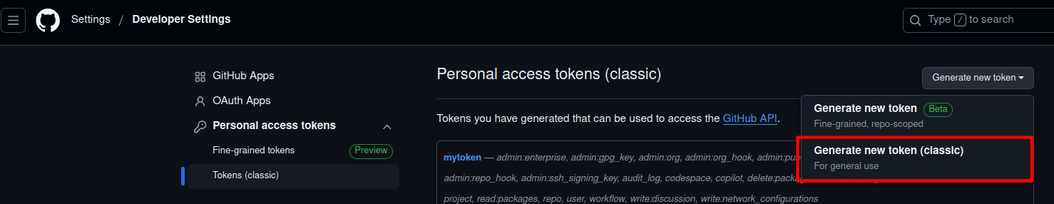 Generate New Token