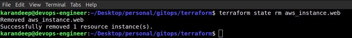 terraform state rm