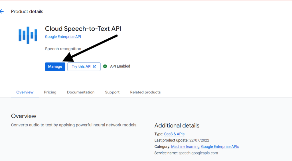 Cloud Speech to text