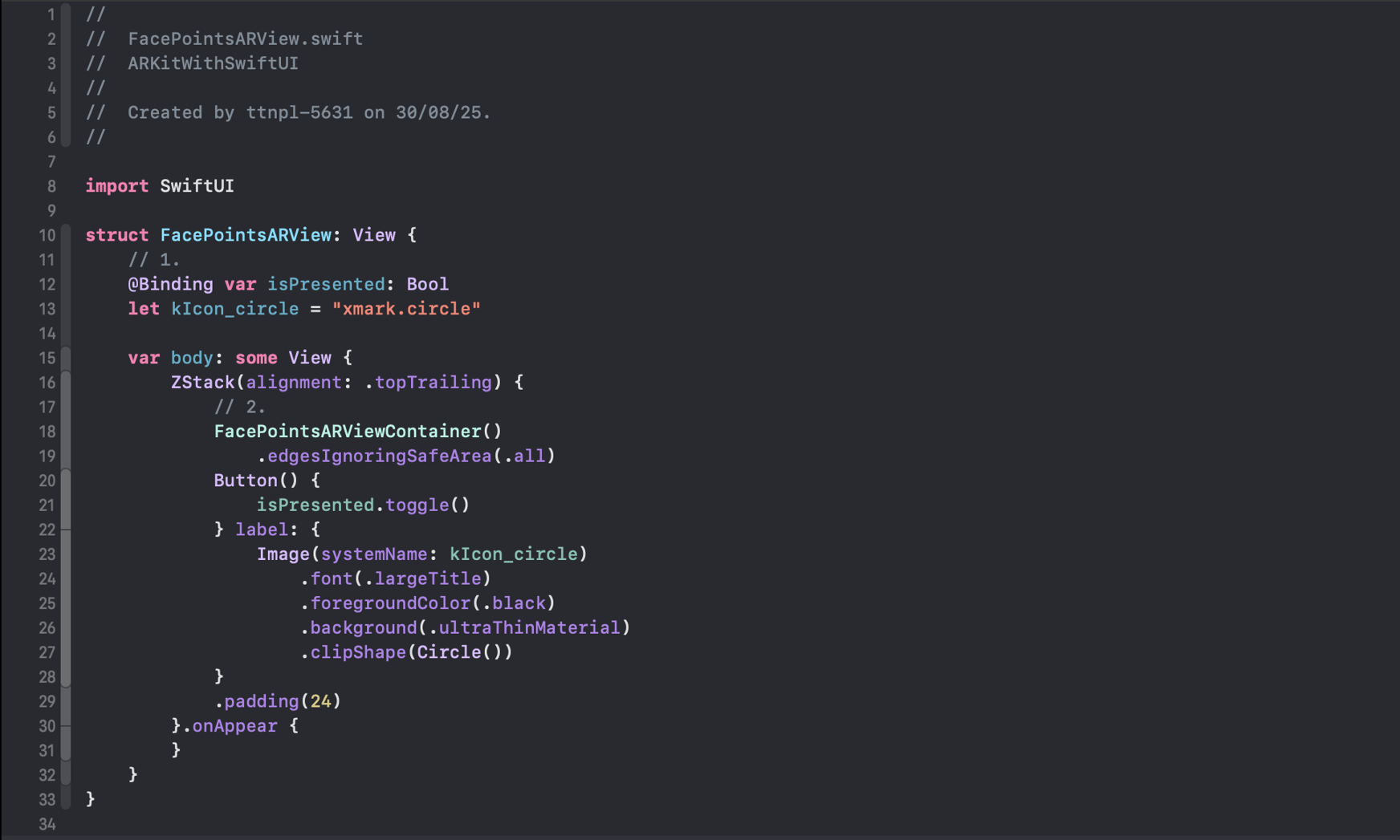 Updated code in Face point detection screen-SwiftUI