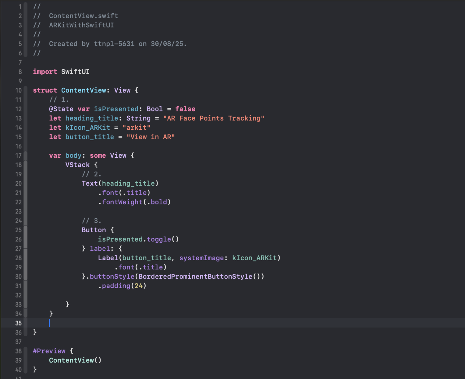 Modified code