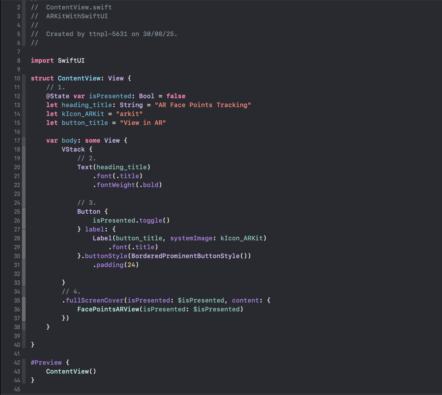 Updated content in ContentView