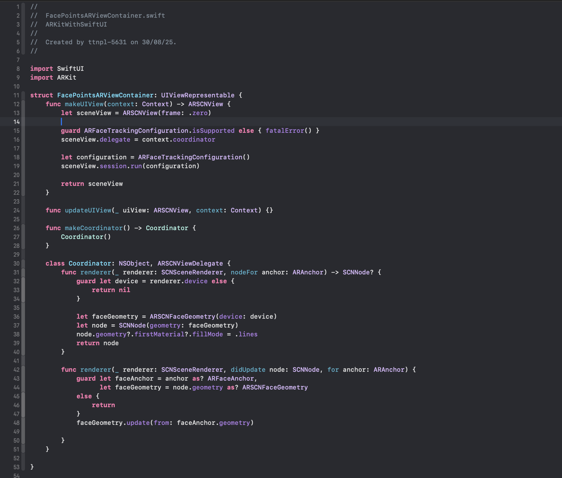 Face point render screen-SwiftUI