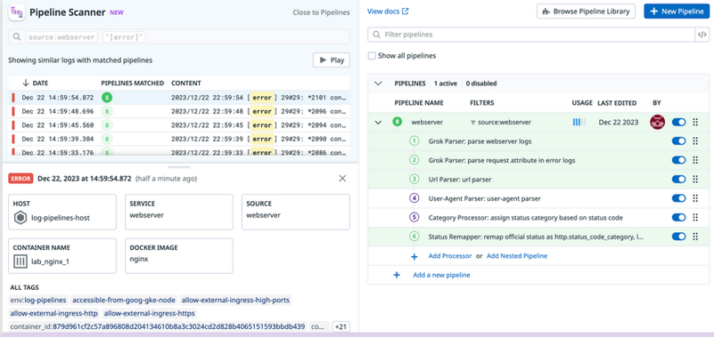 Use the Pipeline Scanner to make sure the expected processors are being applied in a pipeline.