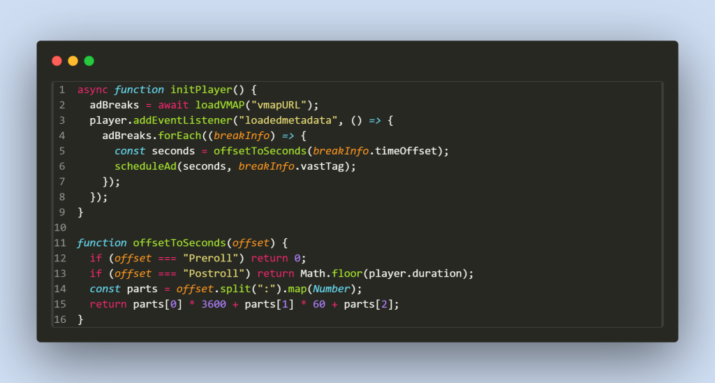 Loading Vmap and Scheduling ad on loadeddata