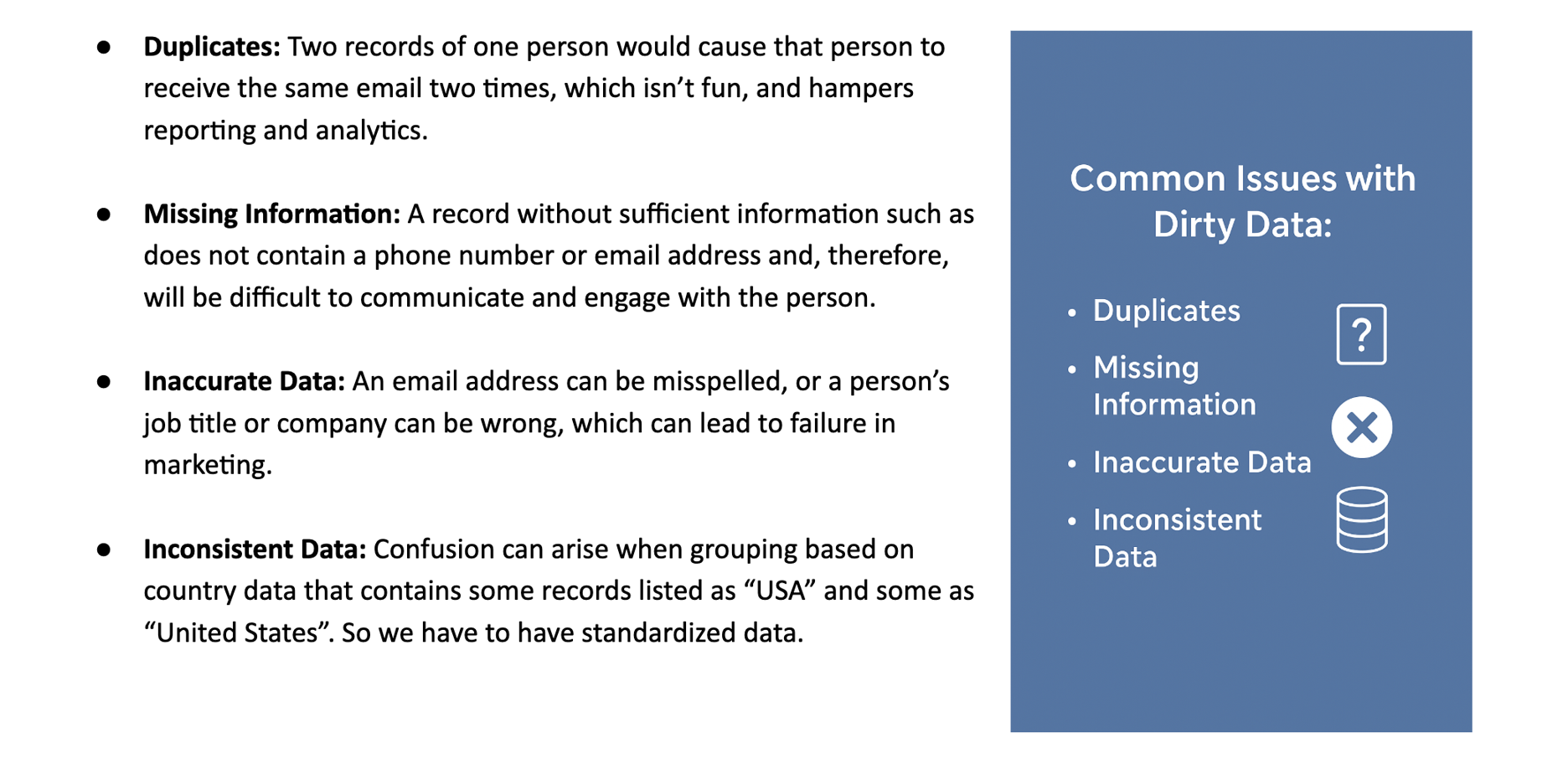 Common Issues with Dirty Data
