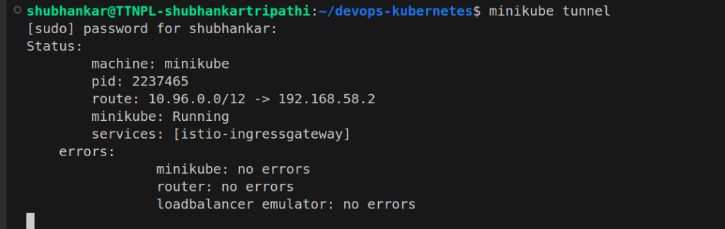 minikube tunnel