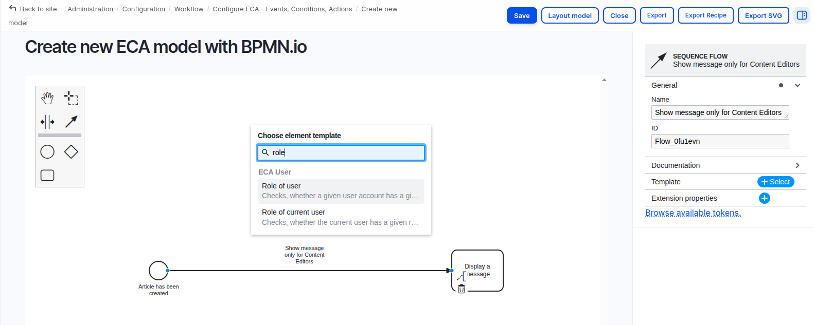 Show message only for Content Editors