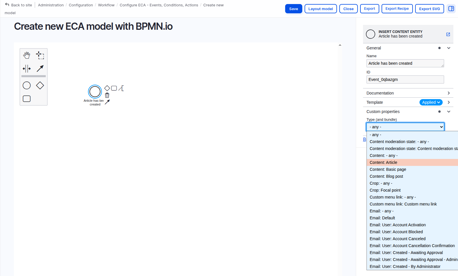 apply to the Article content type