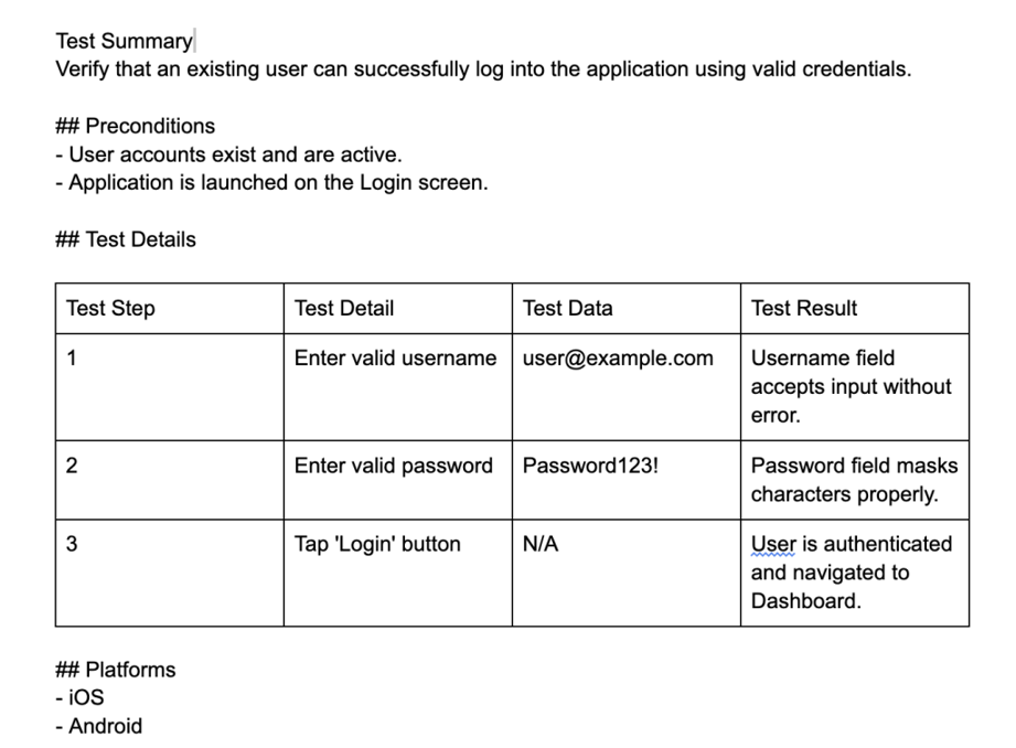 TestCase Sample Format