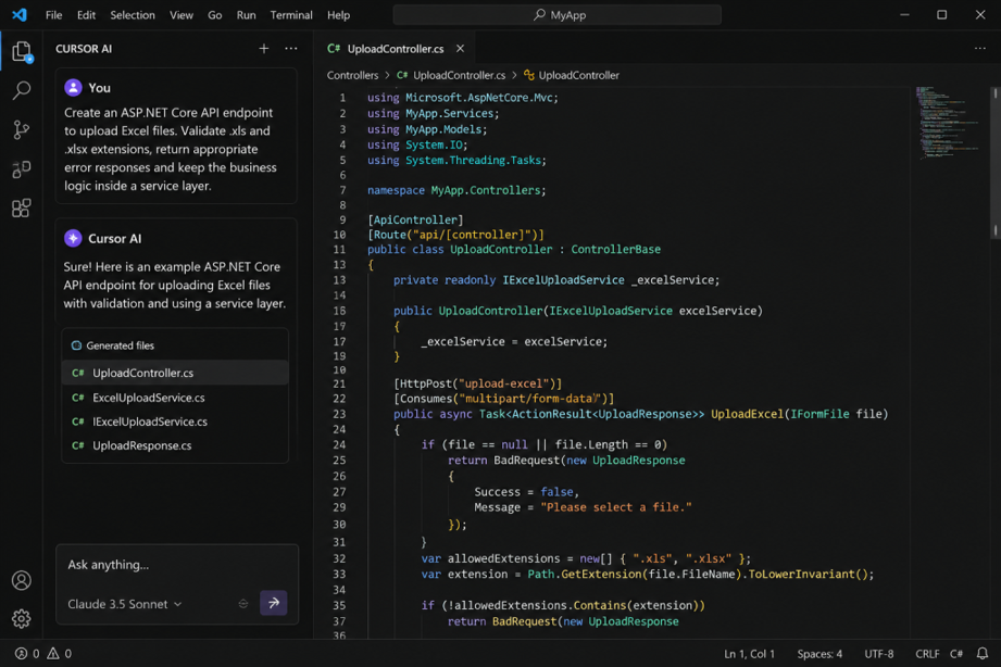 Cursor prompt + generated API code