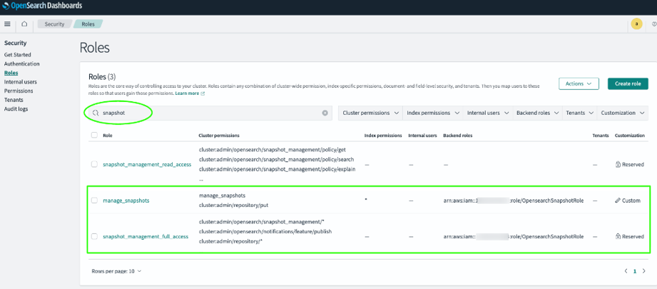 OpenSearch Roles Mapping